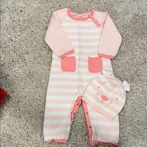 One piece knit sleeper and matching hat